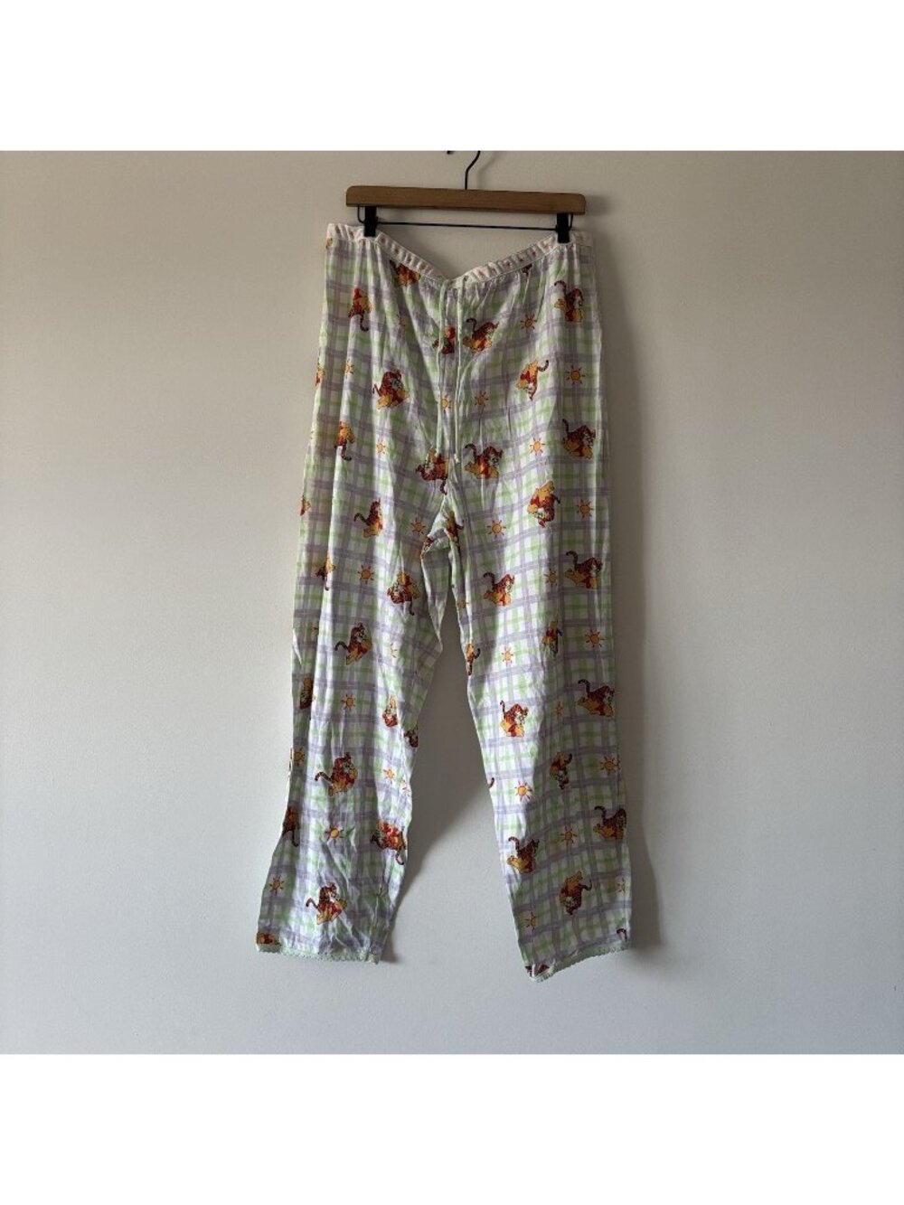 Vintage Winnie The Pooh & Tigger Pajama Pants Plaid Women’s XL Cotton Loungewear - Picture 1 of 16